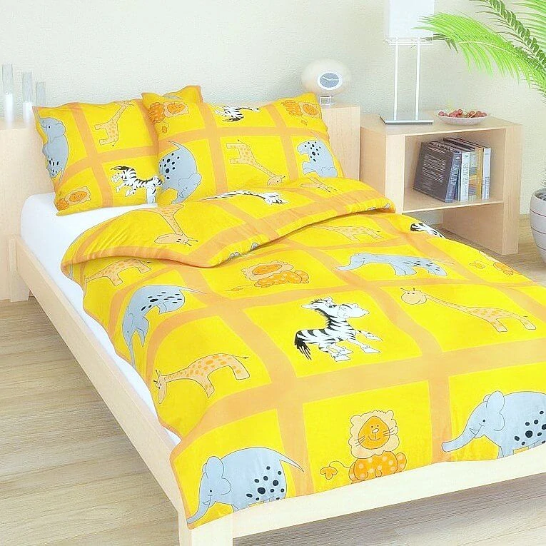 Margitex povlečení Zoo žluté bavlna 140x200, 70x90 cm