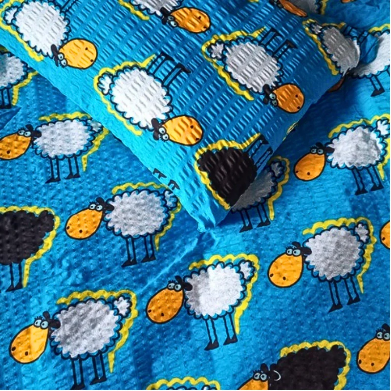 Margitex povlečení Ovce modré krep 90x130, 40x60 cm