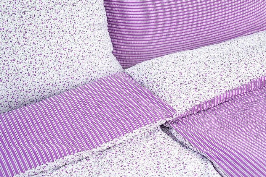 Stanex povlečení Kvítky fialové krep 140x220, 70x90 cm