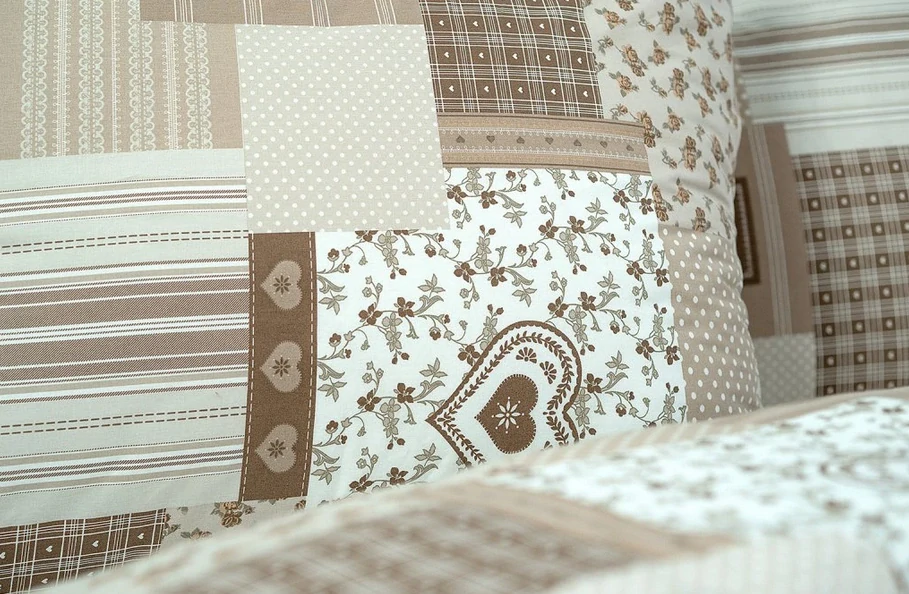 Stanex povlečení Patchwork béžový krep 140x200, 70x90 cm