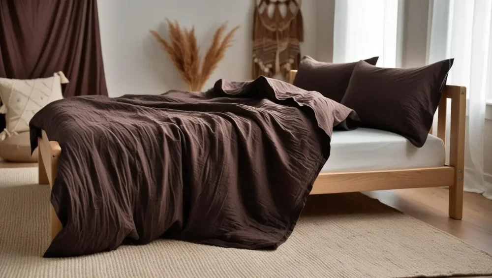 Povlečení Mušelín hnědé 140x200, 70x90 cm