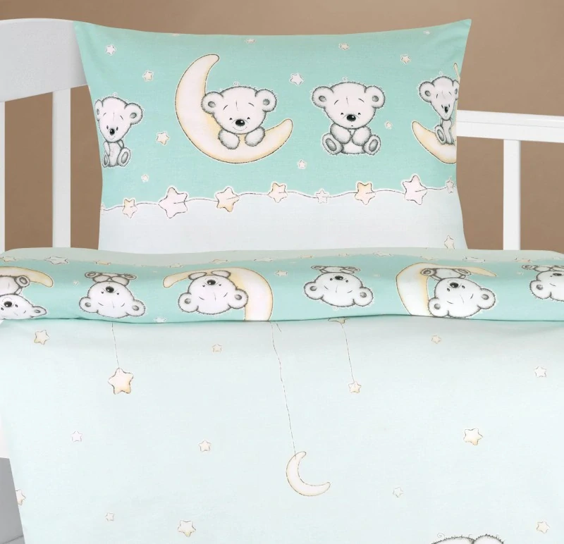 Bellatex povlečení Medvídek mentolový bavlna 90x135, 40x60 cm