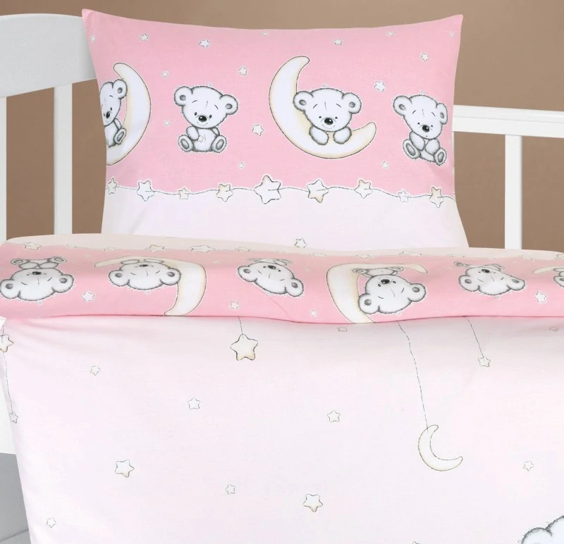 Bellatex povlečení Medvídek růžový bavlna 90x135, 40x60 cm
