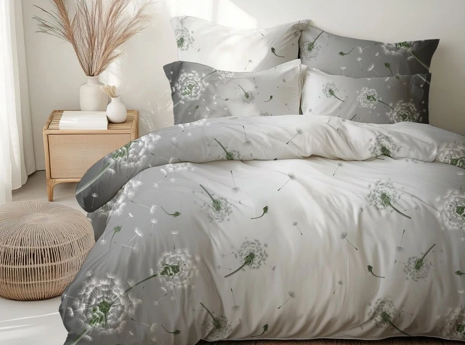 Stanex povlečení Pampelišky šedé flanel