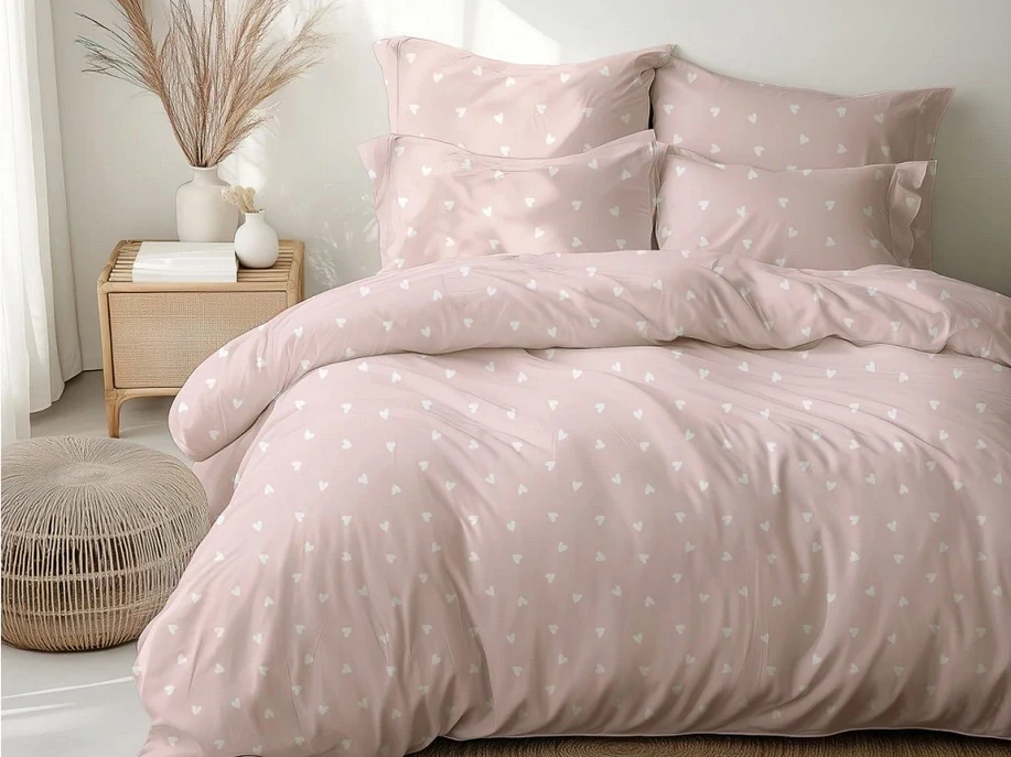 Stanex povlečení Srdce růžové bavlna 140x200, 70x90 cm