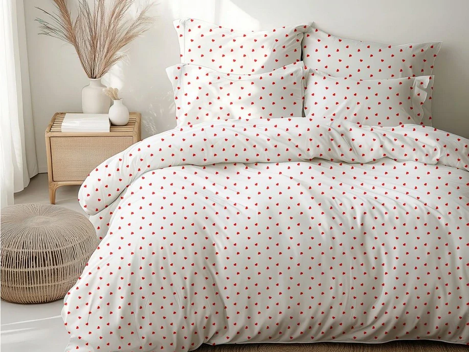 Stanex povlečení Srdíčka červená bavlna 140x200, 70x90 cm