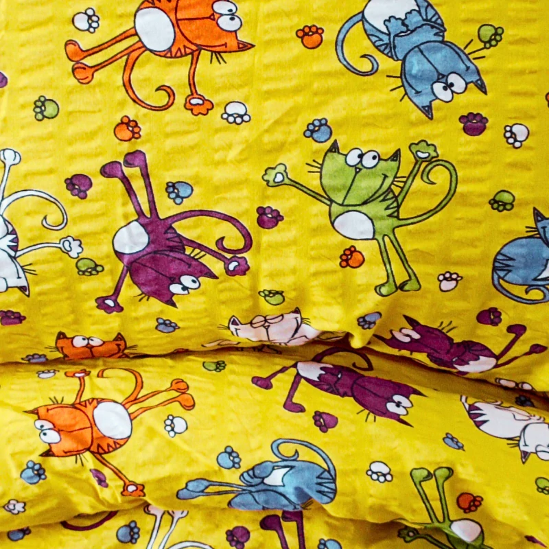Margitex povlečení Kočičiky žluté krep 90x140, 40x60 cm