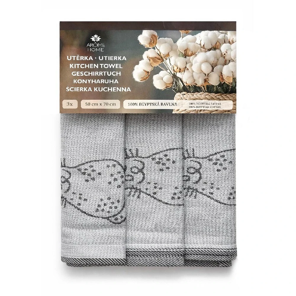 Utěrka Kočky šedé, sada 3 ks