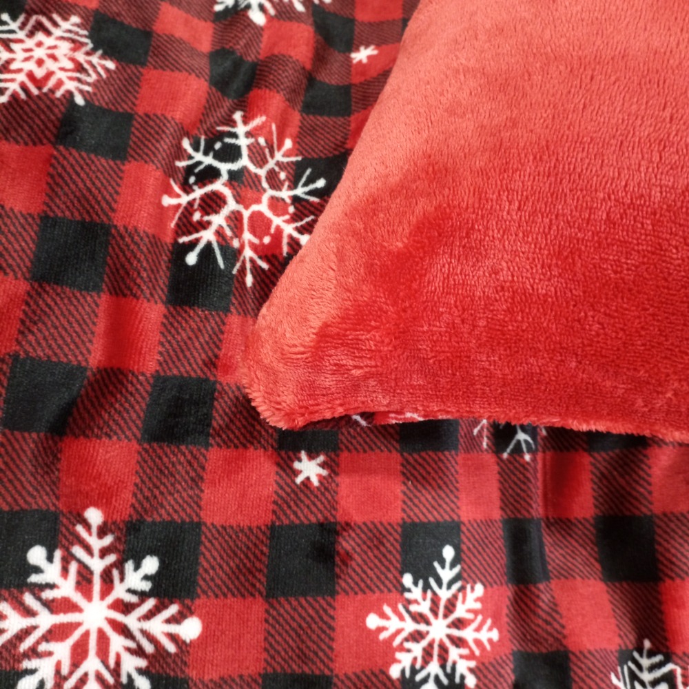 Povlečení mikroflanel Káro s vločky 140x200, 70x90 cm