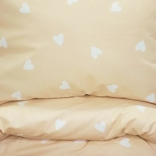 Stanex povlečení Srdce béžové bavlna 140x200, 70x90 cm