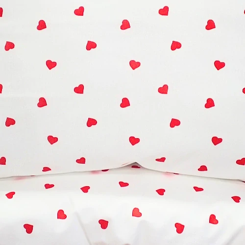 Stanex povlečení Srdíčka červená bavlna 140x200, 70x90 cm