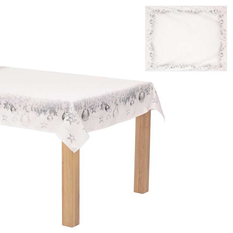 Vánoční ubrus Stříbrné koule 