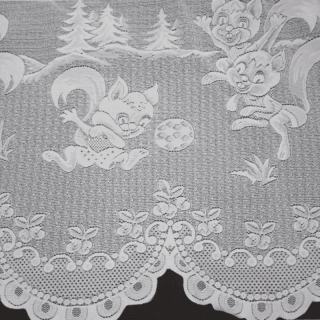 Ušitá záclona Lišky v.140 cm, 1,5 m