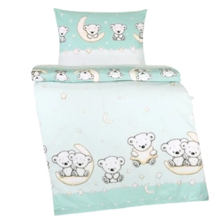 Bellatex povlečení Medvídek mentolový bavlna 90x135, 40x60 cm