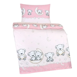 Bellatex povlečení Medvídek růžový bavlna 90x135, 40x60 cm