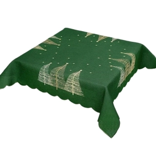 Vánoční ubrus Moderní stromečky zelený