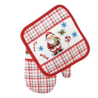 Sada chňapka s podložkou Santa káro